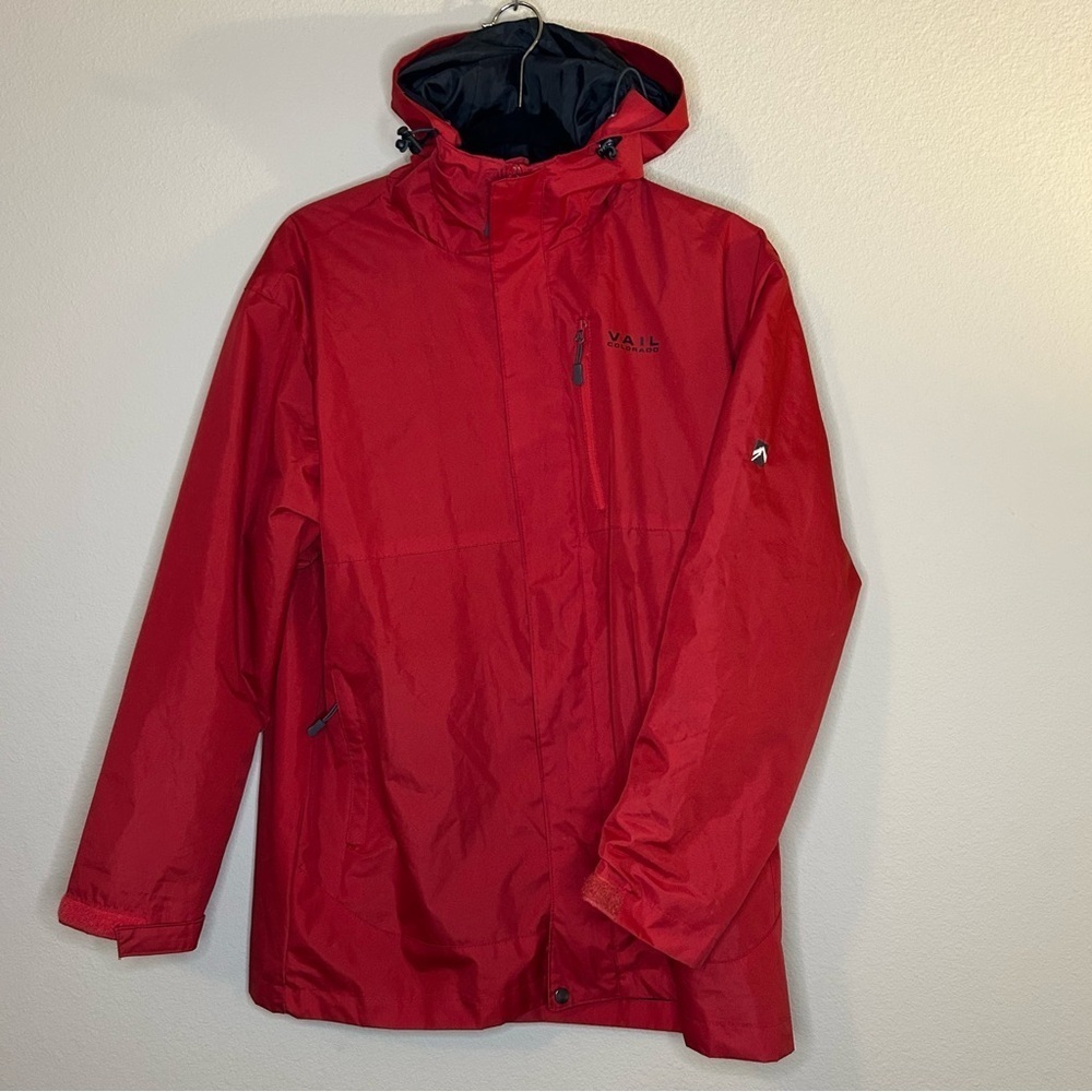 Ski Jacket XS Red Water Resistant Outfitter Trading Vail Colorado Hood Full Zip - Picture 13 of 15